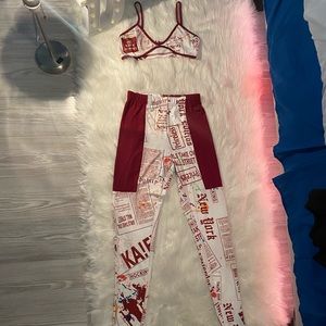 Two piece “news” spandex set